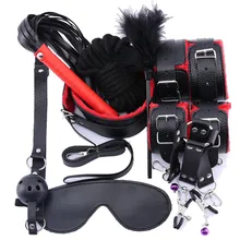 10pcs/set bdsm bondage Erotic Sex Toys Fetish Spanking BDSM Bondage Adult Games Sex Handcuffs Couples SM Costumes Whip for Sex heavy stainless steel adult sex shackle legcuffs for sex bdsm fetish bdsm bondage harness set slaves sexy sex toys for couples