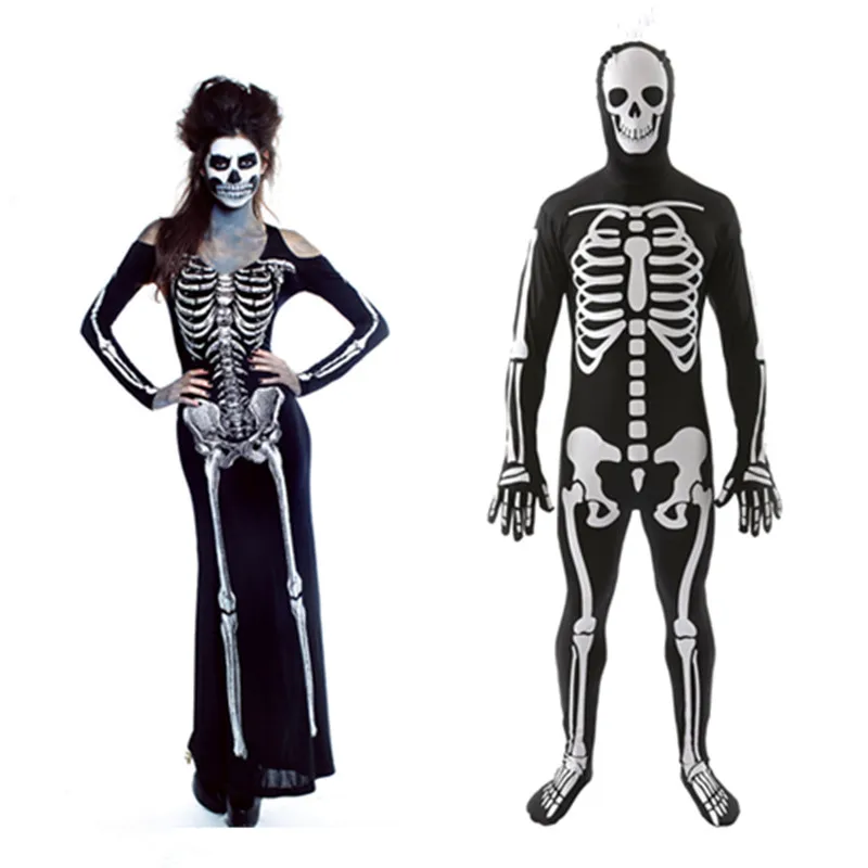 

Halloween Dress Horror Costumes For Women Men Bloody Skull Zombie Costume Devil Vampire Scary Skeleton Bodysuit Ghost Cosplay