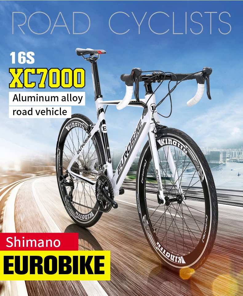 Top EUROBIKE 54CM  Road Bikes 54CM Aluminum Bicycle  16 Speed 700C Inches Wheel  Road Bike 0