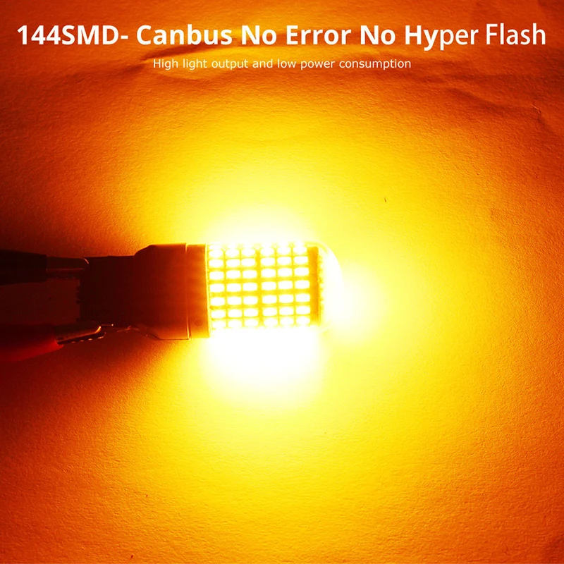 Лампы Автомобильные 2x хвост T20 7440 WY21W 144SMD желтый обратный полезный прочный высококачественный набор