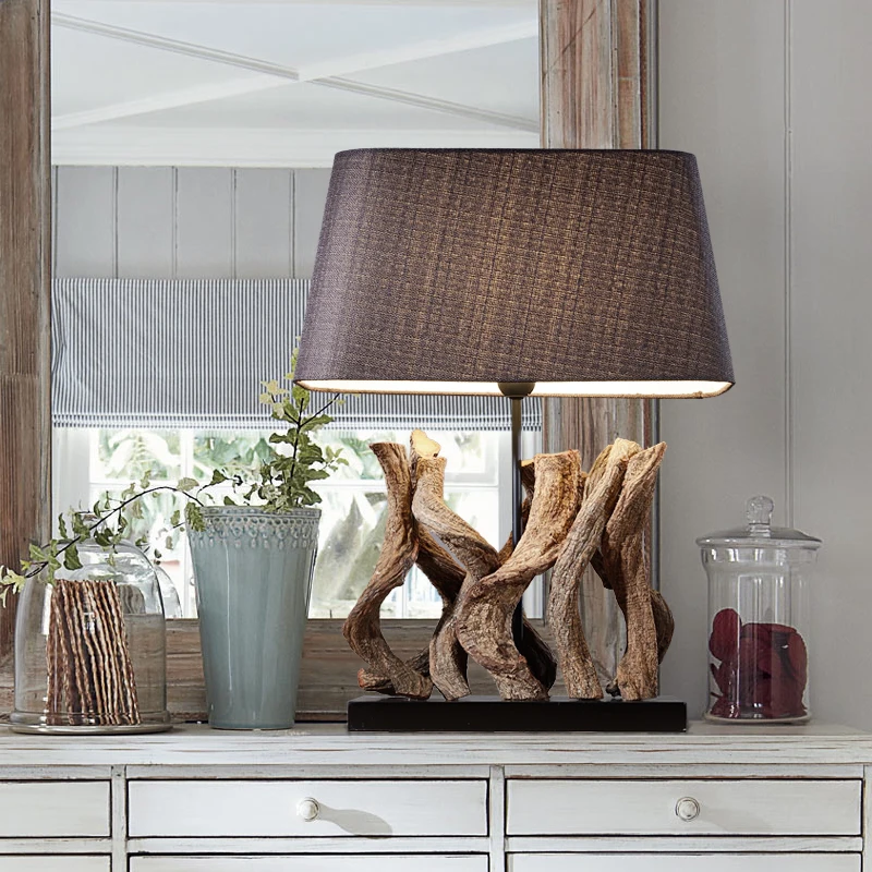 

Luxury Retro Wooden Table Lamp Luxury Bedroom Bedside Lamp Sculpture Wooden Decoration Lamp Abajur Led 109#