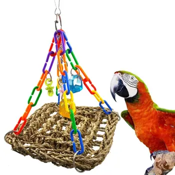 

Bird Foragaing Chew Toys Parrot Seagrass Mat with Colorful Parts for Exercise