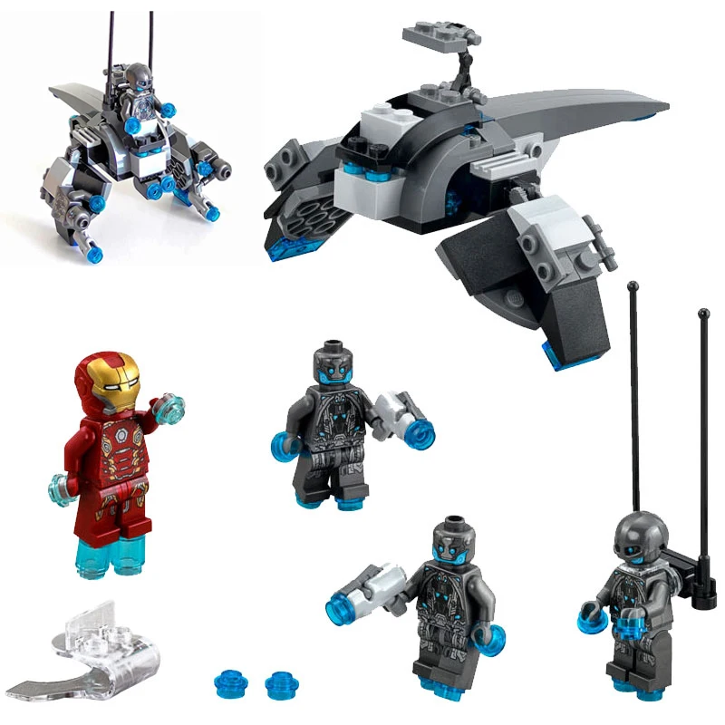 

Legoing Marvel Series Movie Avengers Iron Man VS Ultron Sentries Flying Fighter Blocks Toys Compatible LEGOings Super Heroes Set