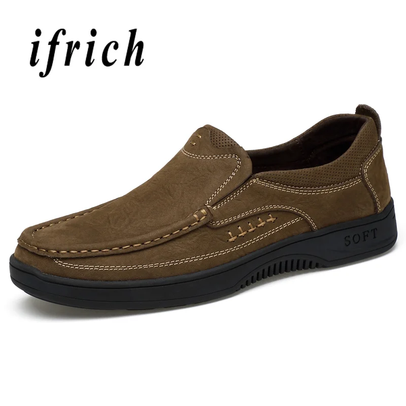

Genuine Leather Mens Fashion Casual Sneakers Handmade Casual Men Shoes Flats Luxury Brand Slip On PU Leather Shoe Men Lazy Shoes