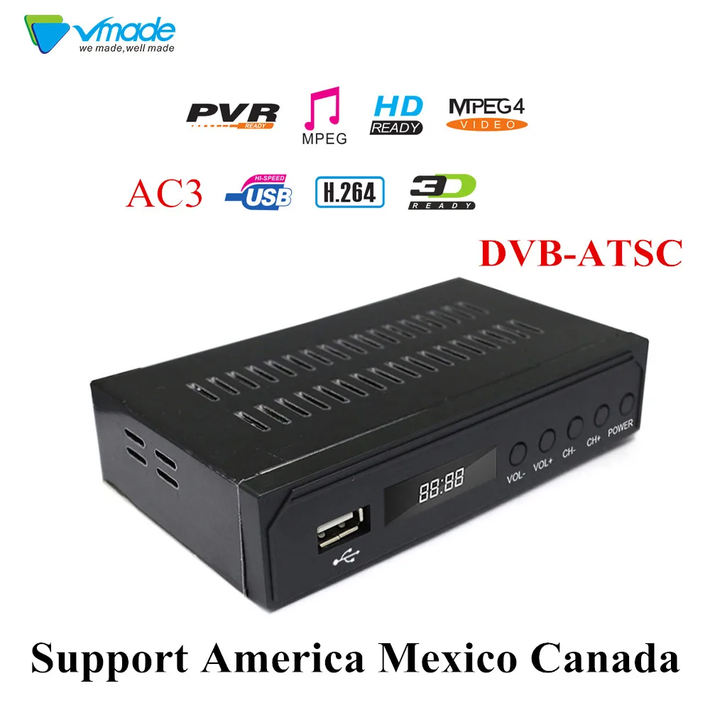 DVB ATSC ТВ эфирный ресивер HD цифровая поддержка AC3 MPEG4 для PVR USB медиа файлы воспроизведения продажи для Америки, Мехико, Канады