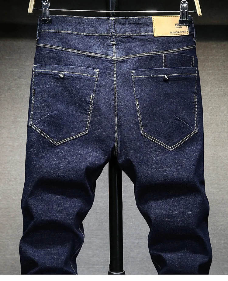 Джинсовые мужские джинсы размера плюс, одноцветные, стрейчевые, прямые, повседневные, вареные, полная длина, мужские джинсы в ковбойском стиле, высокое качество