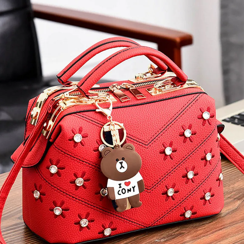 

Ladies Hand Bags Bolsas Para Dama Red Leather HandBags