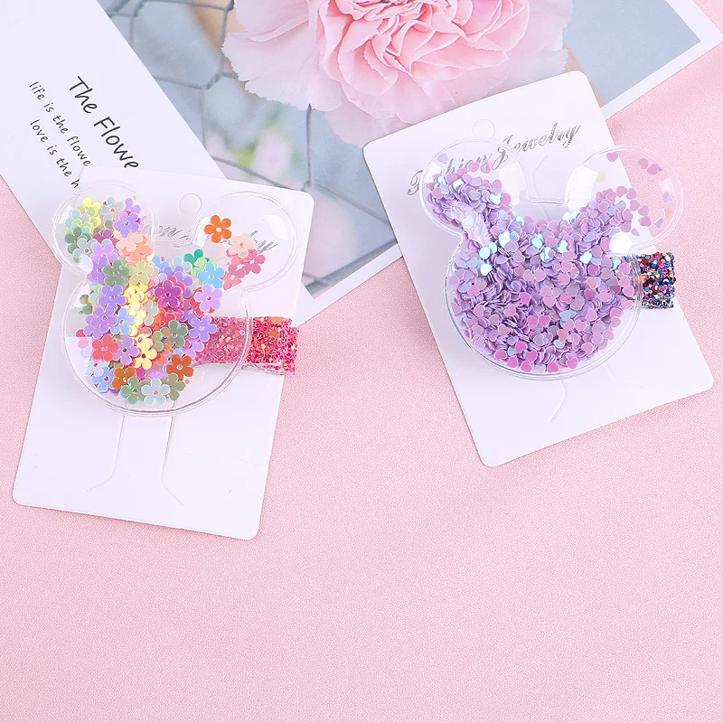 

New Girls Hair Clips Children's Korea Transparent Sequins Flowing Sofa Clips Cute INS Wind Side Clips