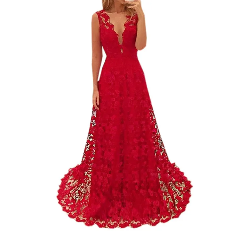 

Sexy lace dress women winter solid sleeveless autumn winter dress 2018 floor-length dress vestidos mujer 2018 casuales 40dc18