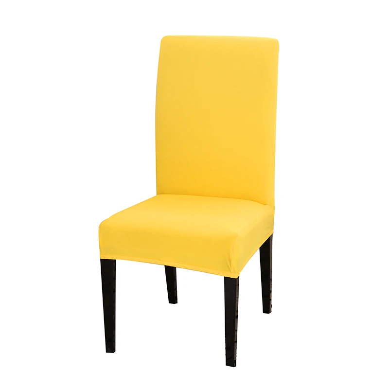 yellow Растягивающиеся чехлы на стулья для столовой из спандекса, чехлы на стулья для гостиной, дома, вечерние, свадебные, декоративные чехлы на стулья, однотонный цвет - Цвет: yellow