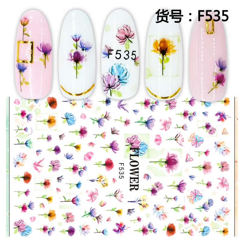 

UPRETTEGO SUPER THIN SELF ADHENSIVE 3D NAIL ART NAIL SLIDER STICKER TROPICAL PLANT FLOWER LEAF VINE TREE X-RAY FLORAL F535-544