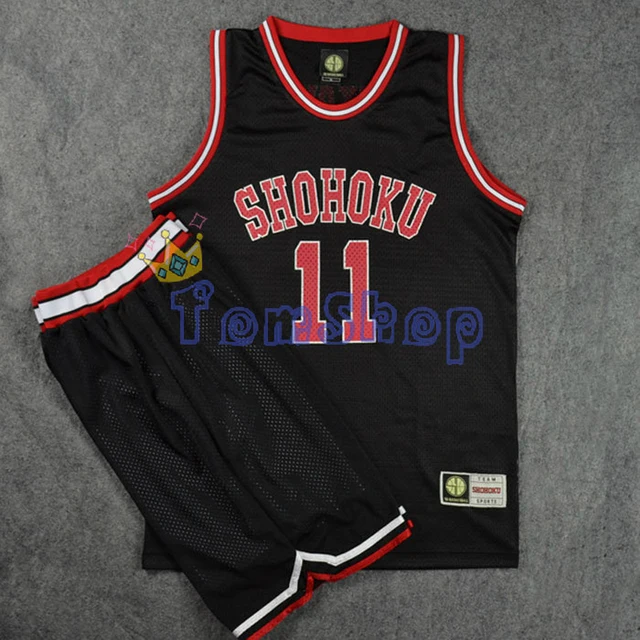 US $27.89 SLAM DUNK Cosplay Costume SHOHOKU 11 Kaede Rukawa Black Basketball Jersey and Shorts Unisex Sports