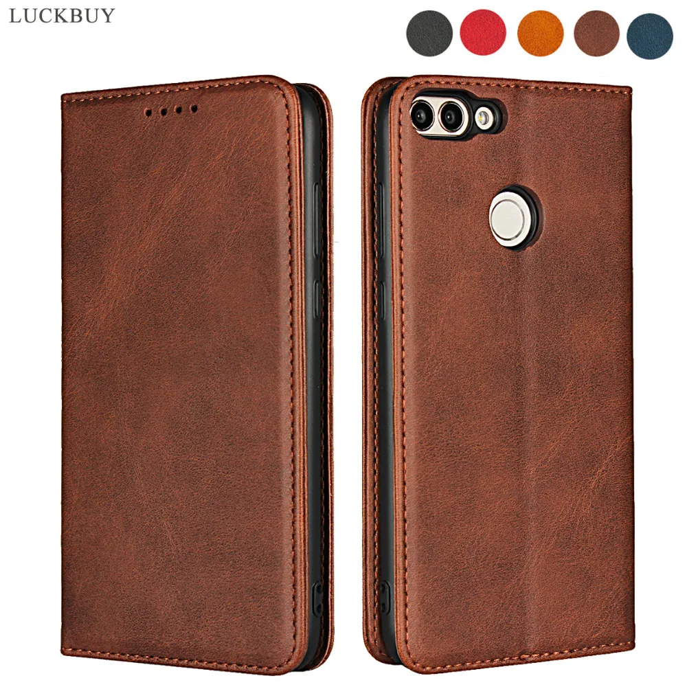 

LUCKBUY Cover For Huawei P Smart Case for Enjoy 7S Calf Pattern Leather Magnetic Wallet Cases For Huawei Enjoy 7S Fundas Coque