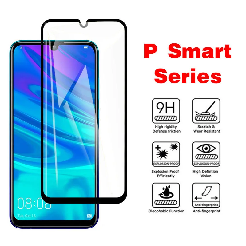 2 упаковки, Защитное стекло для huawei PSmart, полное покрытие экрана, защита P Smart Plus PSmart+ закаленная защита