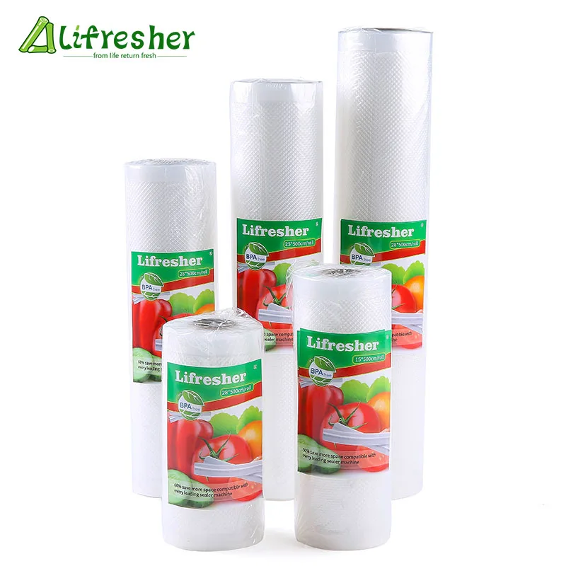 Lifresher 3 рулона/партия вакуумные пакеты для пищевых продуктов, вакуумный пакет для хранения, кухонная упаковка, пластиковый герметик в рулоне 12 15 20 25 28*500 см