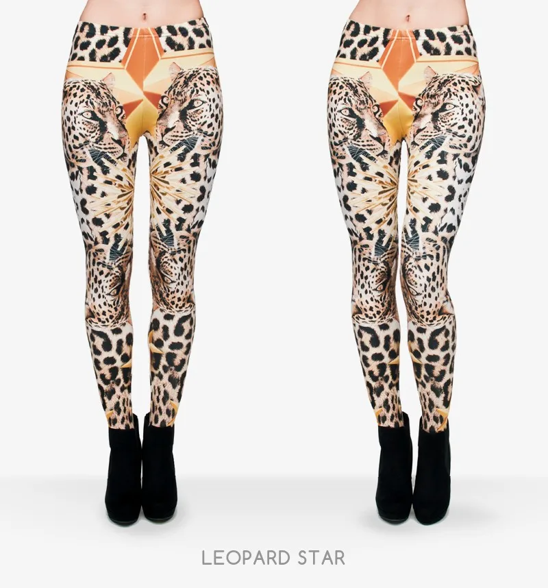 Мех животных Леггинсы для женщин 3D Leopard звезда печатных для девочек время приключений фитнес