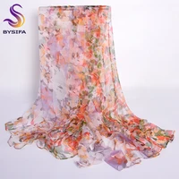 Pink Orange Silk Scarf 2016 New Design Long Female Scarves Printed 170*105cm Spring Autumn Fashion Accessories Women Silk Scarf 2