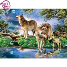 Полный квадратный алмаз 5D DIY Алмазная картина фото на заказ "Ночной Волк" 3D Вышивка крестом, мозаичный Декор