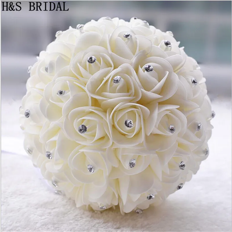 Crystal White Ivory Wedding Bouquet Bridesmaid Artificial Crystal White Ivory Wedding Bouquet Bridesmaid Artificial Bouquets De Noiva Flower Rose Bridal Mariage In From Weddings