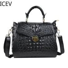 ICEV Новые простые сумки из натуральной кожи женские кожаные сумки с дизайном под крокодиловую кожу сумки женские известные бренды Офисные Сумки