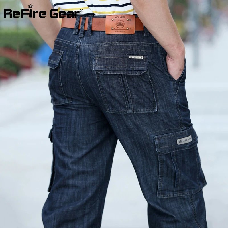 Refire gear военные джинсы Мужская Рабочая одежда с несколькими карманами Карго джинсы прямые джинсовые мотоциклетные Брюки повседневные байкерские джинсы