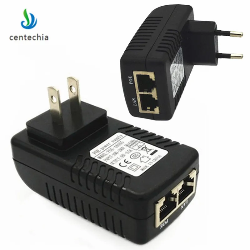 

Centechia New Power Adapter Ethernet POE Injector DC Wall Plug POE Switch Universal Power Adapter Gadget EU/US plug Optional