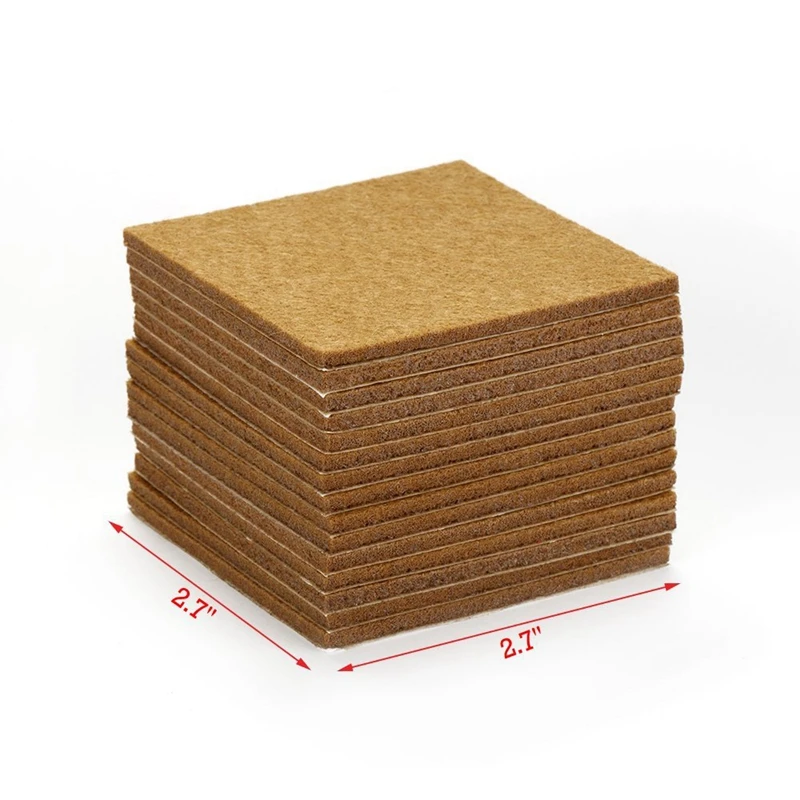 20pcs Furniture Pads Felt Sheets Self Adhesive Wood Floor Protectors 7cmx7cm - Цвет: Brown