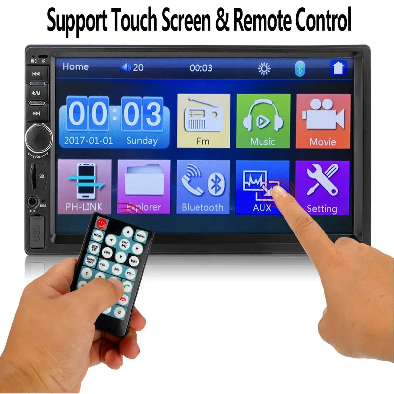 

Autoradio 2 Din Car Radio 7" HD Touch Screen Audio Stereo Bluetooth Video MP5 Multimedia Player Support Rear View Camera