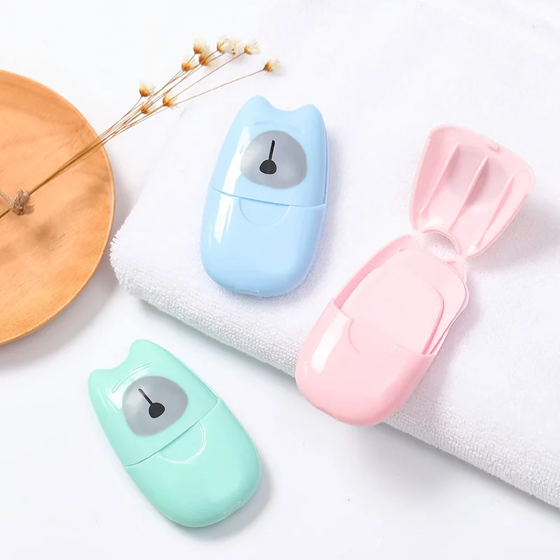 

50 Pcs Disposable Boxed Paper Soap Travel Portable Hand Washing Box Scented Slice Sheets Mini Soap Paper Random Color