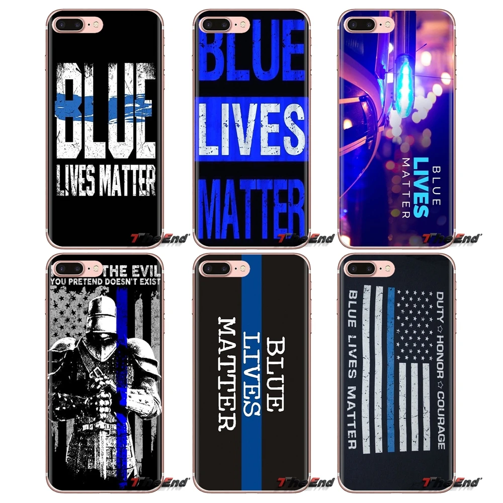 For Oneplus 3T 5T 6T Nokia 2 3 5 6 8 9 230 3310 2.1 3.1 5.1 7 Plus 2017 2018 Blue Lives Matter Tattered USA Flag Soft Skin Cover |