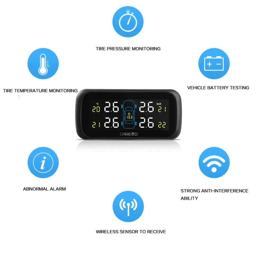 TPMS система контроля давления в автомобильных шинах с внешними сменными датчиками батареи, ЖК-дисплей, скандиаг