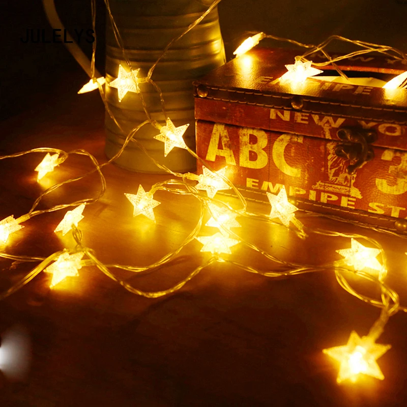 JULELYS 10 м 80 лампочек гирлянда на батарейках светодио дный светодиодные звёздные гирлянды рождественские гирлянды светодио дный огни