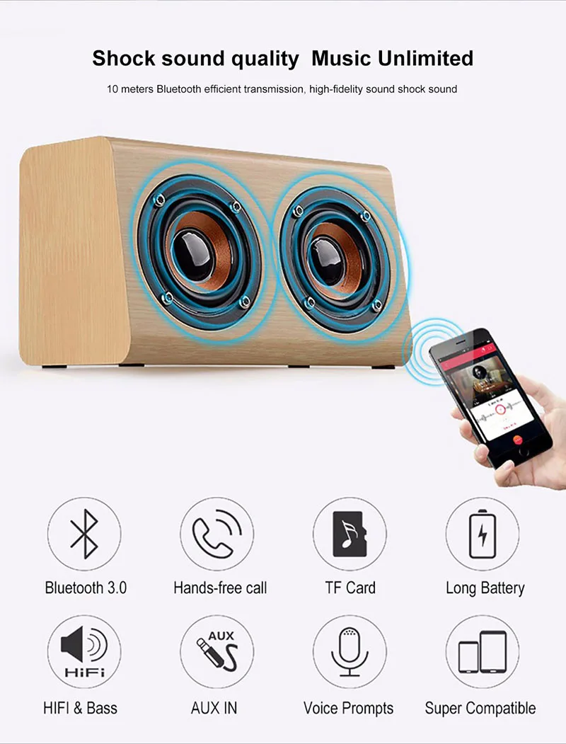 W7 деревянный динамик Bluetooth динамик Ретро HIFI 3D двойной громкий динамик s беспроводной сабвуфер динамик ручной Бесплатный Вызов TF карта для телефонов