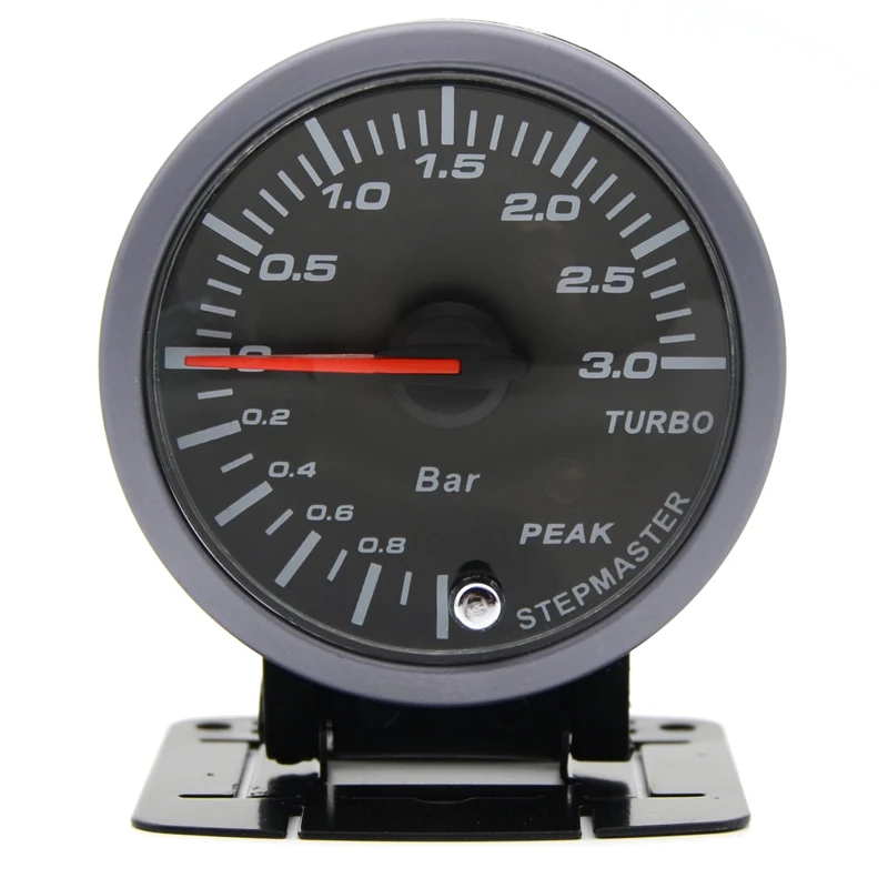 2.5" Race Car Turbo Boost Gauge Analog 3 BAR White+Amber LED Warning Monitor Kit 