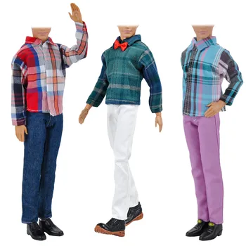 

Besegad 3 Sets Mini Men Doll Casual Wear Clothes T-shirt Pants Outfits Wear Suits Mix Style Accessories for Barbie Ken Boy Toy