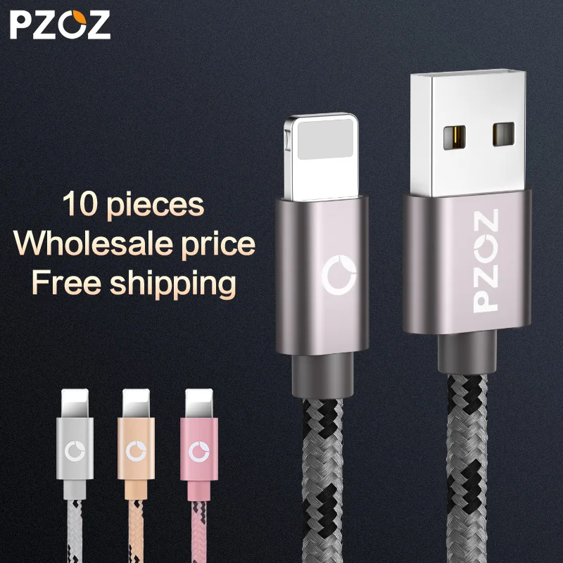 PZOZ 10 шт. usb кабель для iphone 8, 7, 6 plus, 6s, 5, 5S, se, x, ipad, air mini, кабели для быстрой зарядки, зарядное устройство для телефона, адаптер для передачи данных