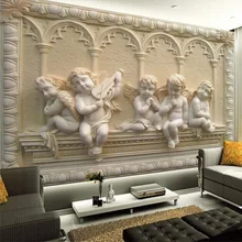 Estilo europeu 3d alívio anjo escultura foto parede mural papéis de parede para 3 d sala estar tv pano fundo decoração da sua casa pano(China)