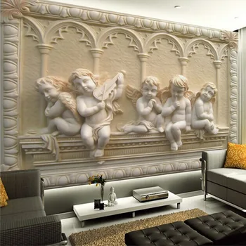 

European Style 3D Relief Angel Sculpture Photo Wall Mural Wallpapers For Wall 3 D Living Room TV Backdrop Home Decor Wall Cloth