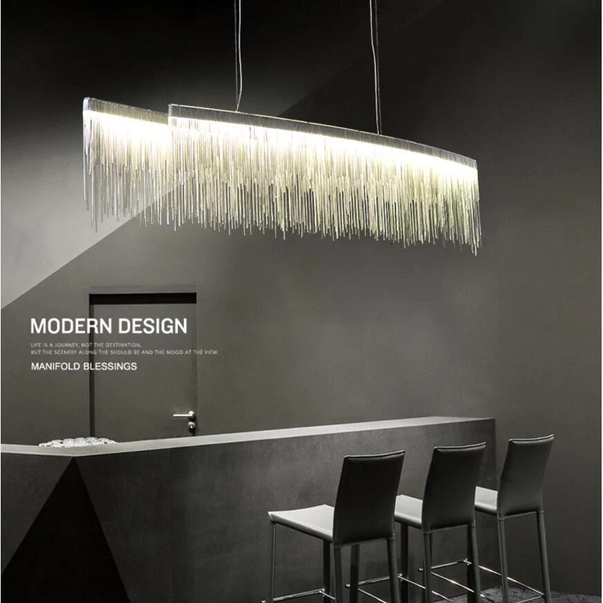 

Postmodern designer decoration Pendant Lights Nordic tassel restaurant luxury hotel engineering chain living room art hang lamps