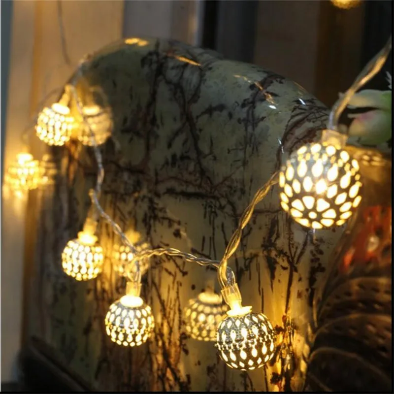 

1.5M 10Led Battery LED String Light Little Hollow Iron Ball Fairy Light Wedding Party Christmas Garlands Decoration