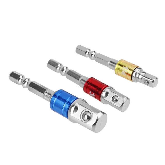 DIYWORK 3Pcs/set 1/4″ 3/8″ 1/2″ Converter Drill Bits Bar Socket Adapter Steel Hex Bit Set Hex Shank Set Extension