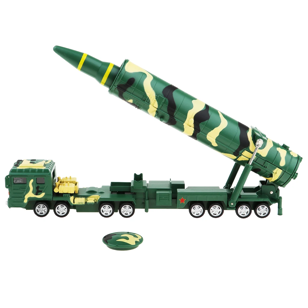 1:64 Alloy Simulation Military Car toy DF-31A Missile launch Vehicle Model Pull Back Musical Flashing Truck Kids Toys