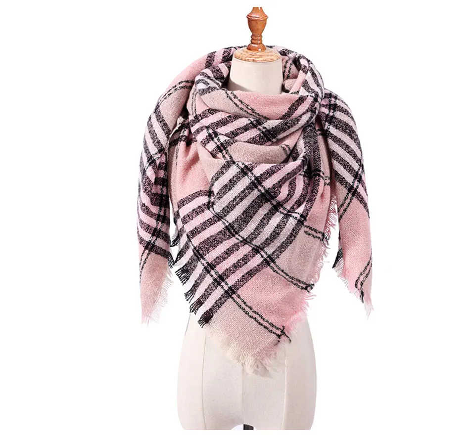 Модный бренд клетчатый шарф женский Зимний Шарф Треугольные шали для женское одеяло шарфы, зимний шарф и шаль 135*135* 200c bufand