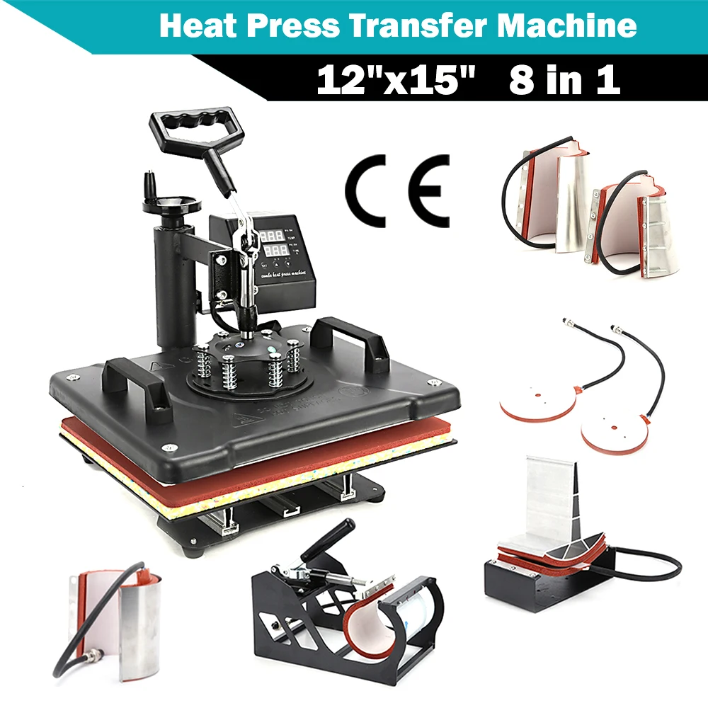 

Dual Digital 8 In 1 Combo Swing-away Heat Press Transfer Machine Transfer Sublimation for T-Shirt Mug Hat Print 12" x 15