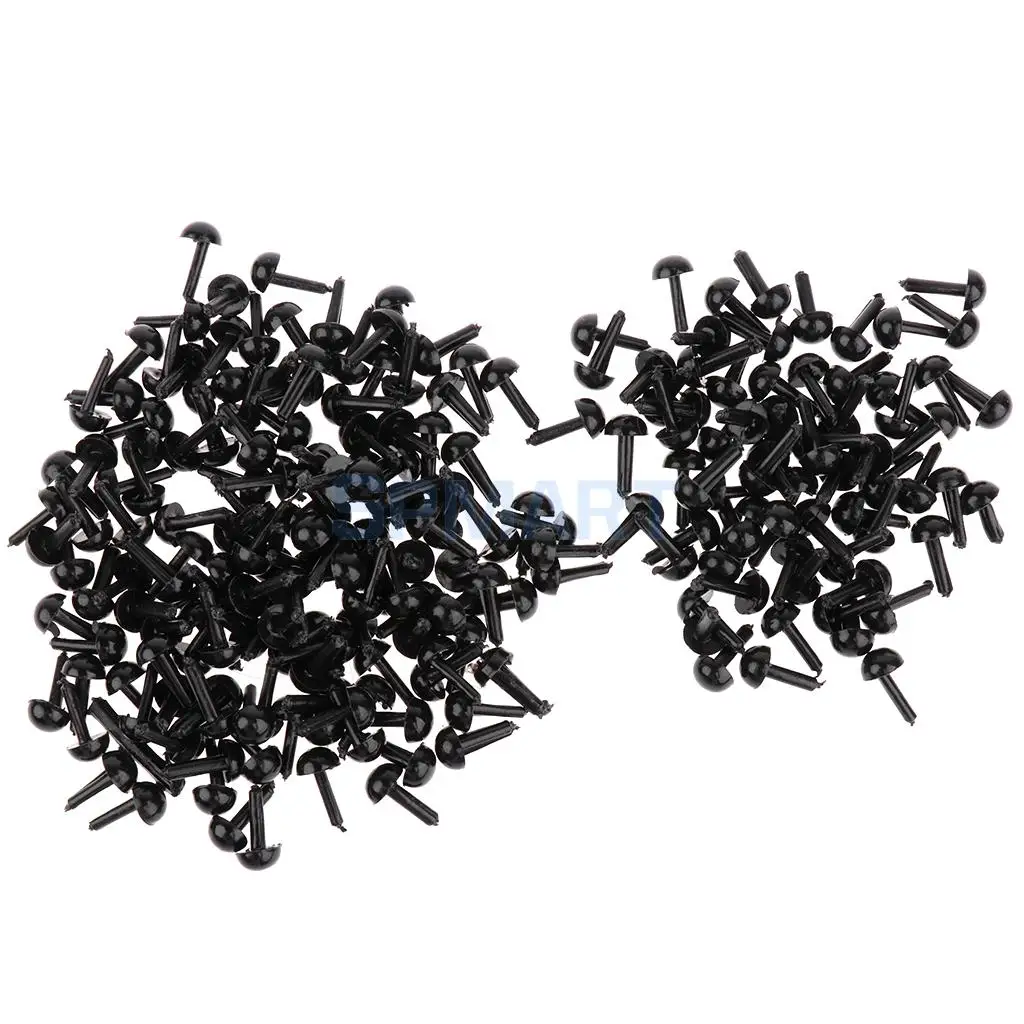 200pcs Plastic Safety Eyes Craft Eyes for Doll Puppet Bear Plush Animal Felting Toy Arts Making 5MM Black