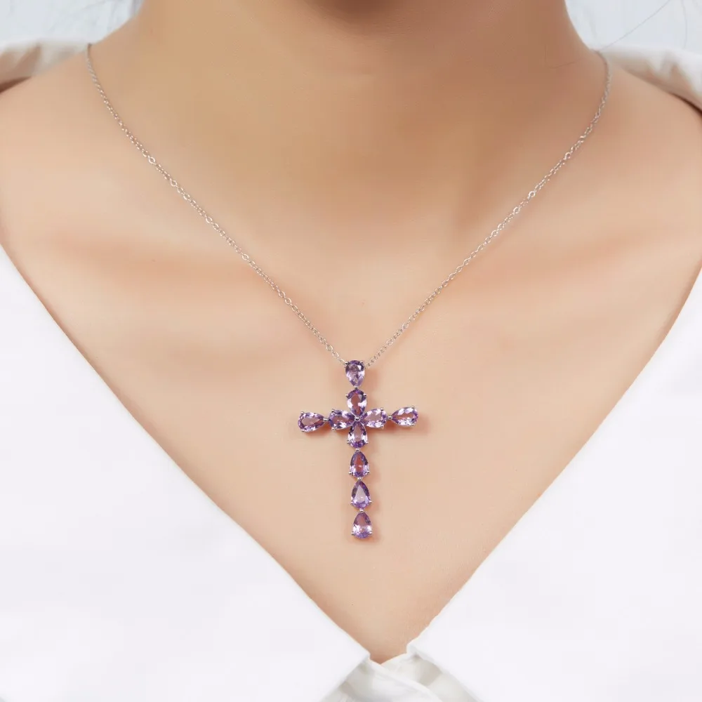 purple crystal pendants necklace for women (2)