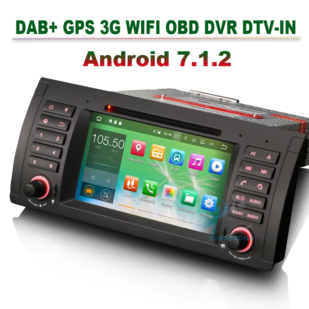 7 &quotAndroid 7.1 DVD CD авто Радио GPS nav dab + DVR Wi-Fi автомобиля для BMW 5er E39 e53 X5 M5 OBD 2 ГБ
