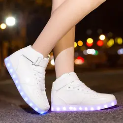 Классическая светодио дный обувь для детей и взрослых Зарядное устройство USB светящиеся кроссовки для мальчиков и девочек мужские и