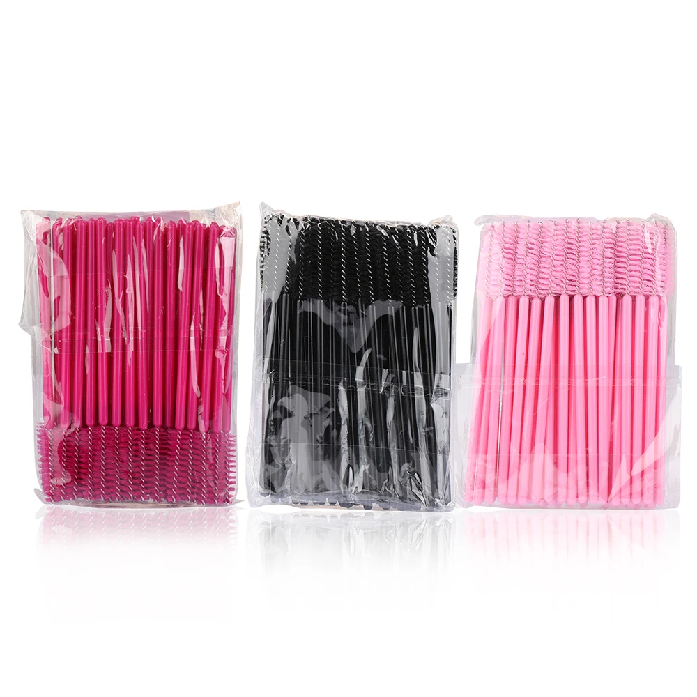 

50PCS Disposable Silicone Eyelash Brush Lash Extension Mascara Wands Applicators Eye Makeup Beauty Tools 3 Colors Available