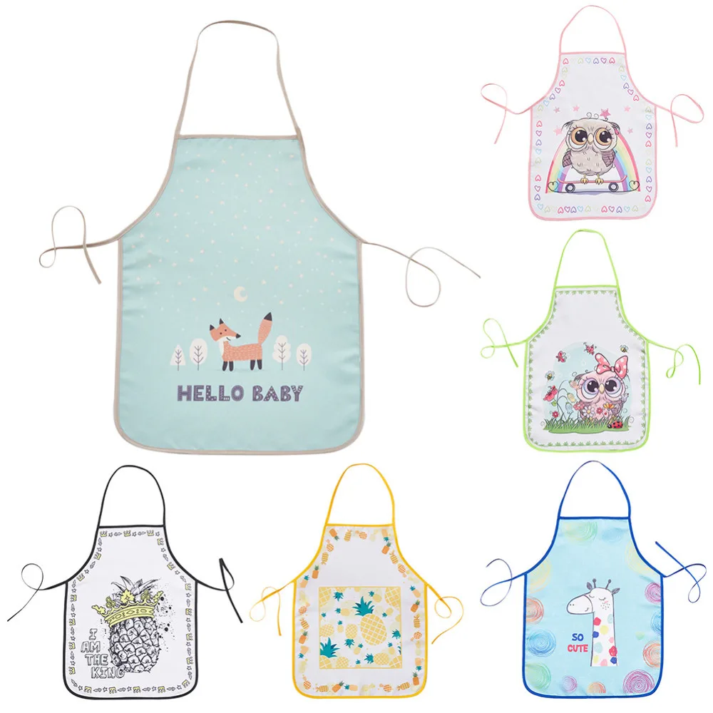 

Cute Cartoon Printed Children Apron Kids Bibs Anti-Fouling Kitchen Cooking Baking Pinafore Apron For Children